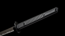Obsidian Kensei Tactical Sword (Limited) — high-carbon steel, Black ribbed grip, small gold ring, black textured sheath,