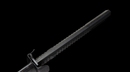 Obsidian Kensei Tactical Sword (Limited) — high-carbon steel, Black ribbed grip, small gold ring, black textured sheath,