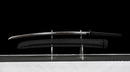Obsidian Kensei Tactical Sword (Limited) — high-carbon steel, Black ribbed grip, small gold ring, black textured sheath,