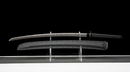 Phantom Shinobi Tactical Sword (Limited) — high-carbon steel, Black ridged handle, gold ring, black textured sheath, holes
