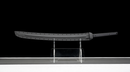 Phantom Shinobi Tactical Sword (Limited) — high-carbon steel, Black ridged handle, gold ring, black textured sheath, holes