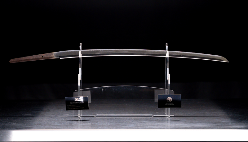 Antieke Japanse zwaard Katana, Edo-periode, blauwe en bruine Koshirae