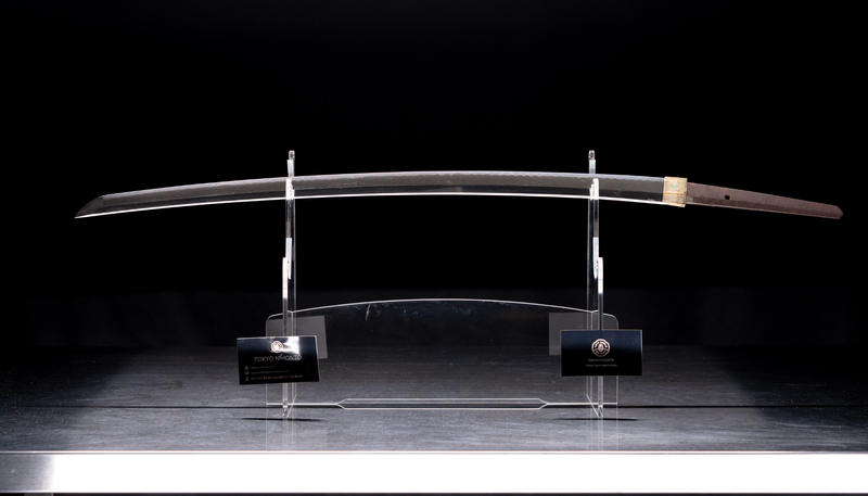 Antieke Japanse zwaard Katana, Edo-periode, blauwe en bruine Koshirae