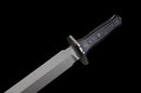 Carbon Viper Short Sword — high-carbon steel, Black patterned handle, black carbon fiber sheath