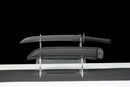 Shadow Fang Tactical Machete Sword — high-carbon steel, Black textured grip, black textured sheath, belt clip
