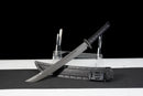 Shadow Fang Tactical Machete Sword — high-carbon steel, Black textured grip, black textured sheath, belt clip