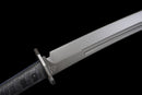 Shadow Fang Tactical Machete Sword — high-carbon steel, Black textured grip, black textured sheath, belt clip