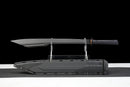 Champion Chopper Tactical Sword — Ceramic Edition — Black ergonomic grip, orange ring, black tactical, carbon fiber pattern