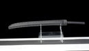 Phantom Tachi Long Tactical Sword — high-carbon steel, Black textured handle, black molded sheath, modular holes, belt clip