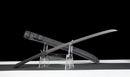 Phantom Tachi Long Tactical Sword — high-carbon steel, Black textured handle, black molded sheath, modular holes, belt clip