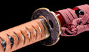 Antique Japanese Katana Sword with Red Saya and Gold Fukurin Momiji Tsuba