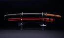 Antique Japanese Katana Sword with Red Saya and Gold Fukurin Momiji Tsuba
