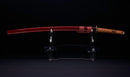 Antique Japanese Katana Sword with Red Saya and Gold Fukurin Momiji Tsuba