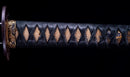Antique Japanese Katana with Seated Sages Iron Tsuba and Suguha Hamon, Mumei, Edo Period