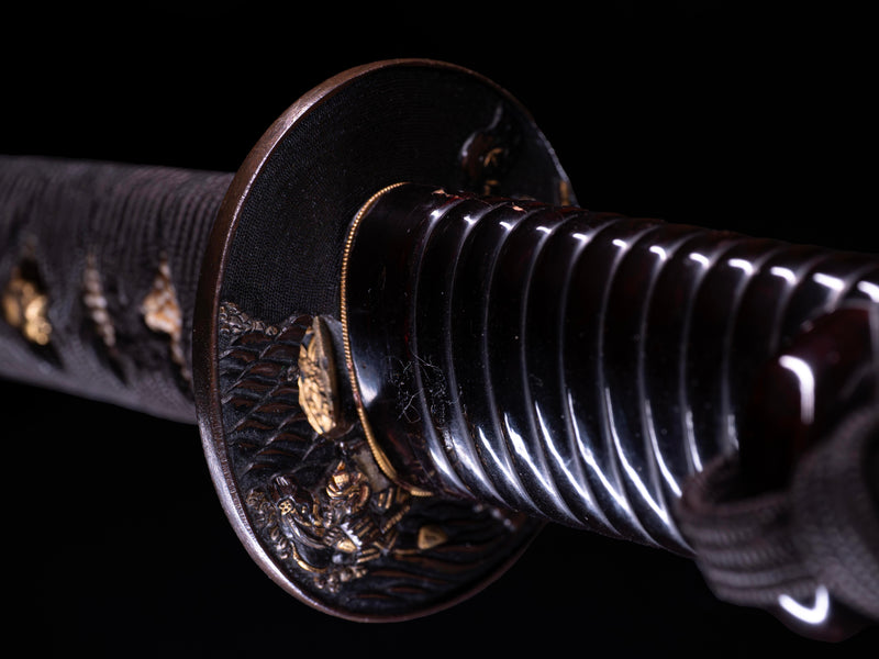 Antiek Japans Zwaard Katana, Shakudo beslag Inro Saya
