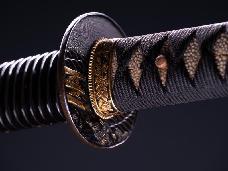 Antiek Japans Zwaard Katana, Shakudo beslag Inro Saya