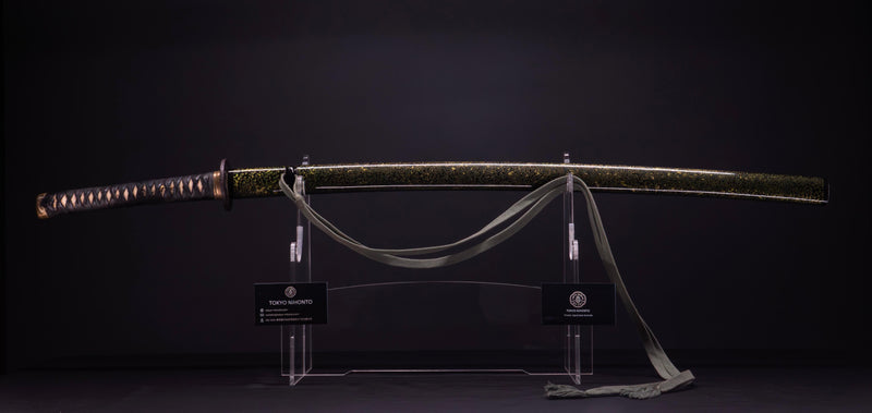 Antiek Japans Katana-zwaard met een zeldzame groene Koshirae, Edo-periode