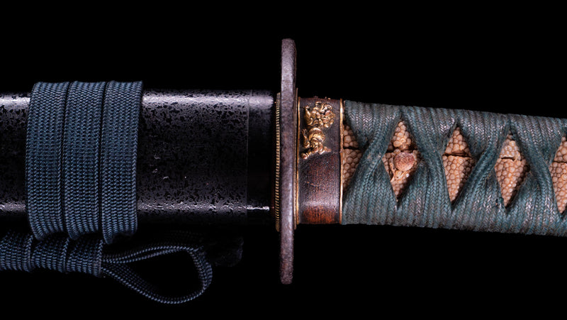 Antique Japanese Katana Sword with Red lacquered Groove