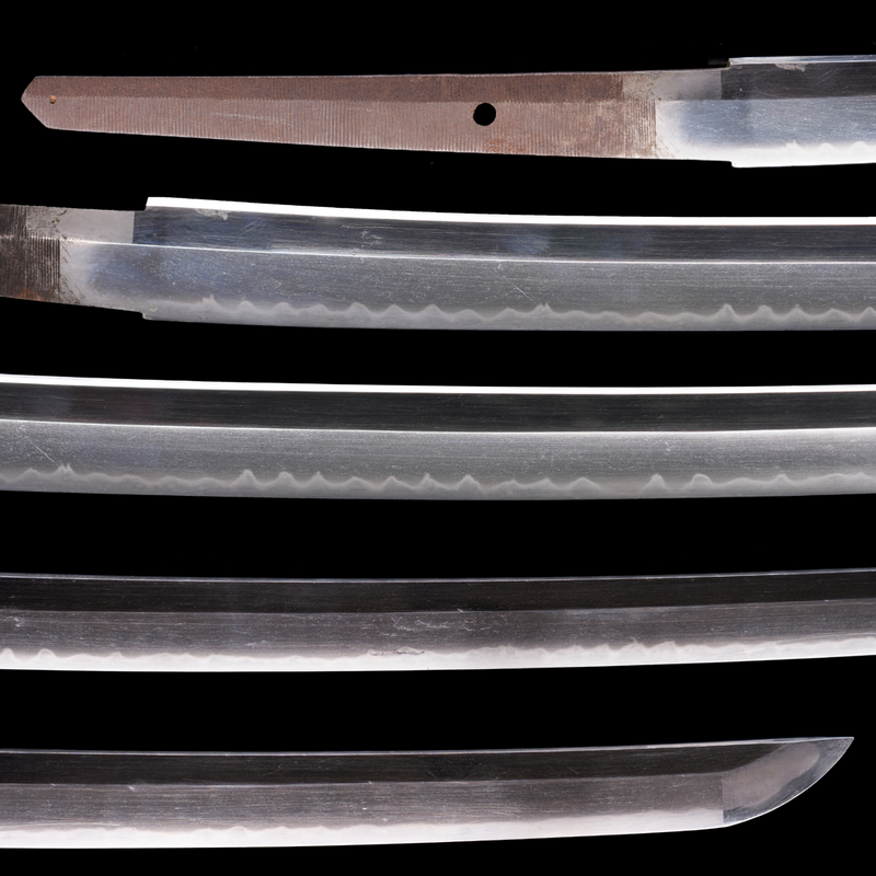 Antieke Japanse zwaard Katana, Edo-periode, blauwe en bruine Koshirae