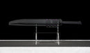 Midnight Tactical Gladius — DLC Elite — 80CrV2 steel, Black grip with pattern, gold guard, black carbon fiber sheath, purple