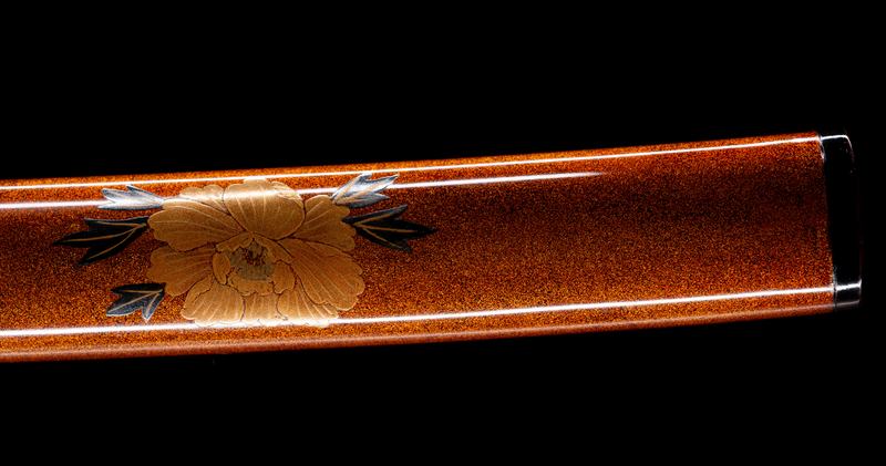 Antiek Japans zwaard Wakizashi Toranba Hamon met Kogatana &amp; Shakudō Tsuba
