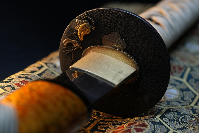 Antieke Japanse zwaardkatana van Tachibana Munehiro met gouden koshirae