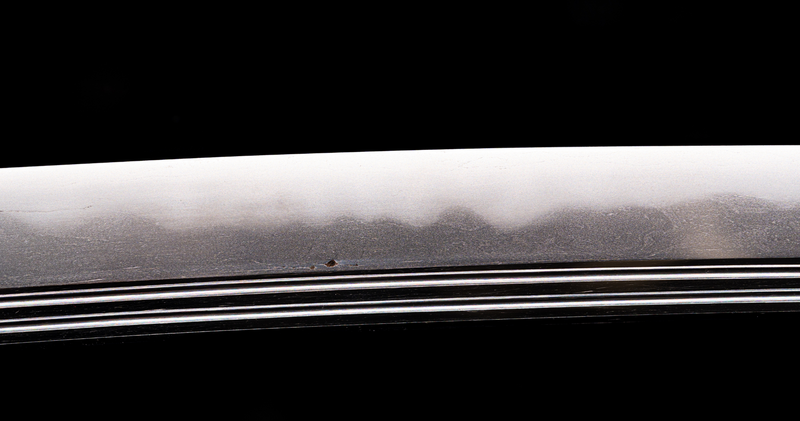 Antiek Japans zwaard Wakizashi Toranba Hamon met Kogatana &amp; Shakudō Tsuba