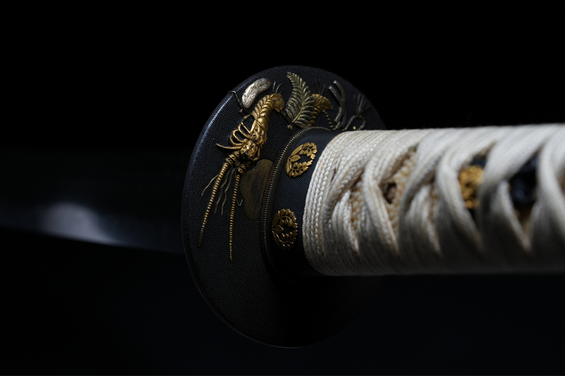 Antieke Japanse zwaardkatana van Tachibana Munehiro met gouden koshirae