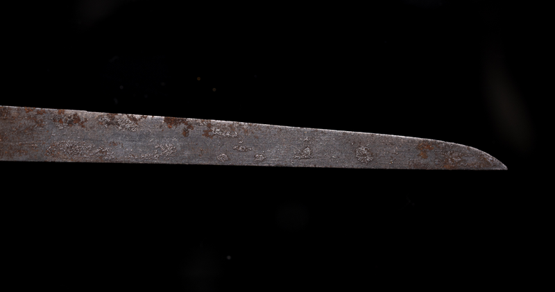 Antiek Japans zwaard Wakizashi Toranba Hamon met Kogatana &amp; Shakudō Tsuba