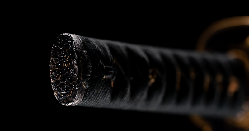 Antiek Japans zwaard Wakizashi Toranba Hamon met Kogatana &amp; Shakudō Tsuba