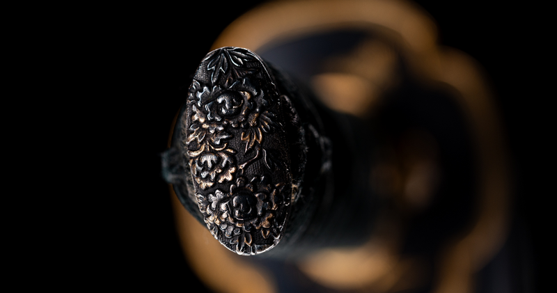 Antiek Japans zwaard Wakizashi Toranba Hamon met Kogatana &amp; Shakudō Tsuba