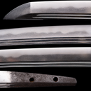 Antiek Japans zwaard Wakizashi Toranba Hamon met Kogatana &amp; Shakudō Tsuba