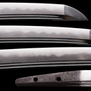 Antiek Japans zwaard Wakizashi Toranba Hamon met Kogatana &amp; Shakudō Tsuba